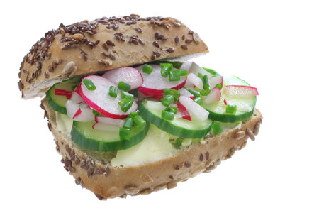 Sandwich with cucumber and radish