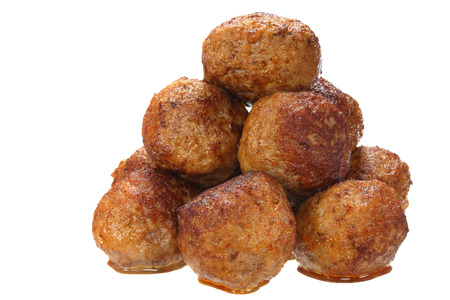 Fried pork meatballs on white background の写真素材