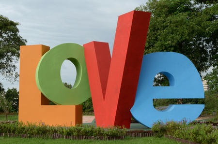 Love sculpture in the public garden at Chiang Rai Rajabhat University Thailand の写真素材