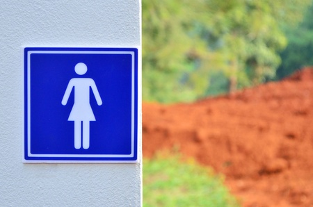 Woman restroom sign near the contruction site at Mae Fah Luang University ChiangRai of Thailand の写真素材