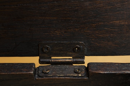 Hinges of wood box for put the spoon and fork at the restaurant の写真素材