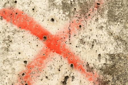 Grunge wall and red spray painted の写真素材