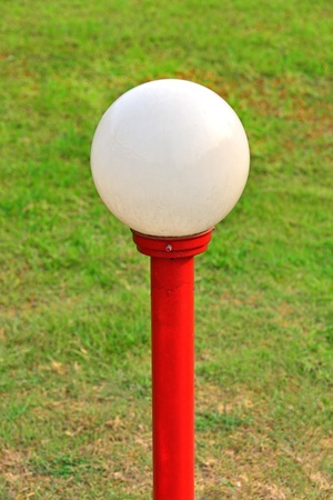 White and red garden lamp の写真素材