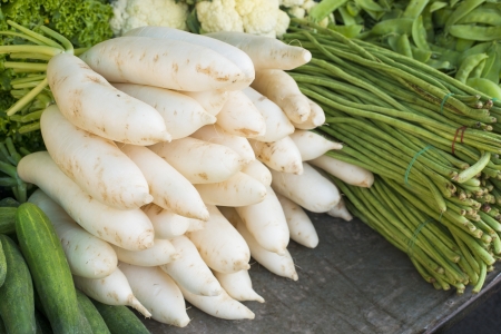 Daikon radishes and vegetables の写真素材