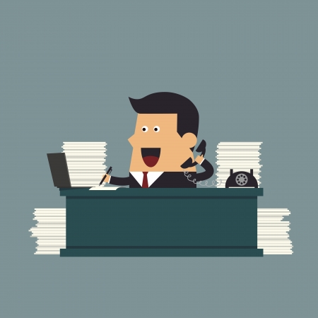 Young businessman working hard at the office, Business conceptのイラスト素材