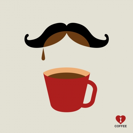 Mustache with a cup of coffee, Idea conceptのイラスト素材