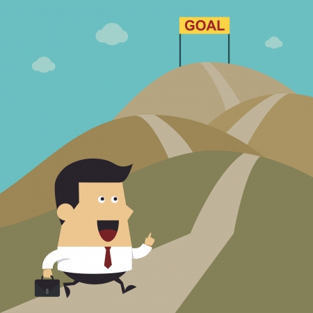 Businessman walking on the street to goal, Business ideaのイラスト素材