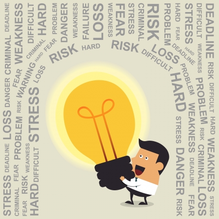 Young businessman with big light bulb, Business ideaのイラスト素材