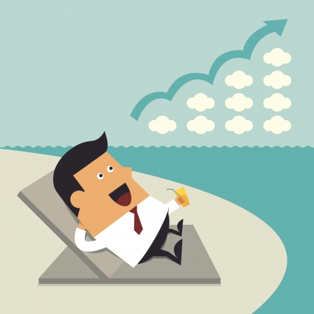 Successful businessman relaxing on the beach, Business ideaのイラスト素材