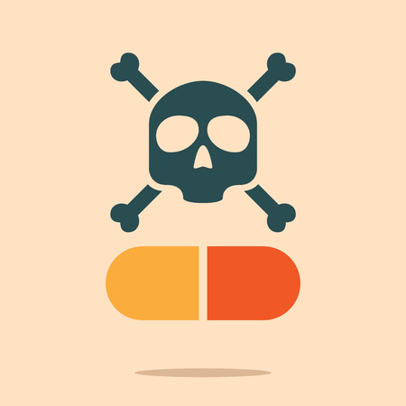 Skull and capsule symbol.のイラスト素材