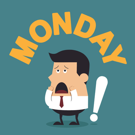 Young Businessman With the Word "Monday", Business conceptのイラスト素材