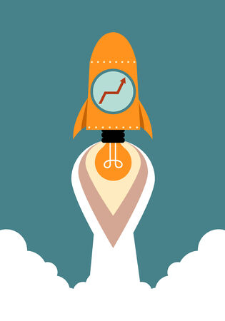 Growing graph with idea rocket, Business conceptのイラスト素材