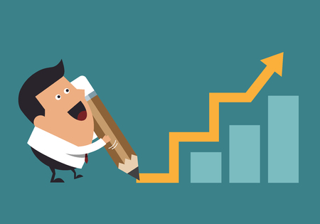 Young businessman drawing a graph, Business conceptのイラスト素材