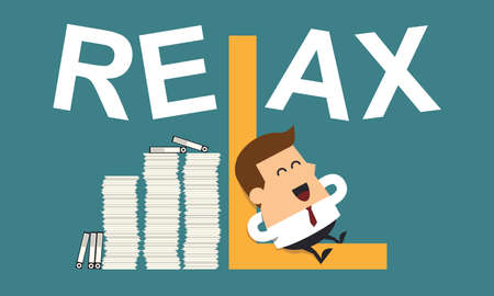 Businessman Relaxing With the Word "Relax", Business conceptのイラスト素材