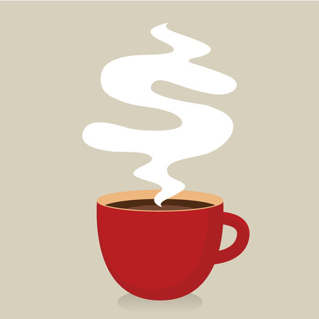 Red cup of coffee with smoke, Idea concept Red cup of coffee with smoke, Idea concept