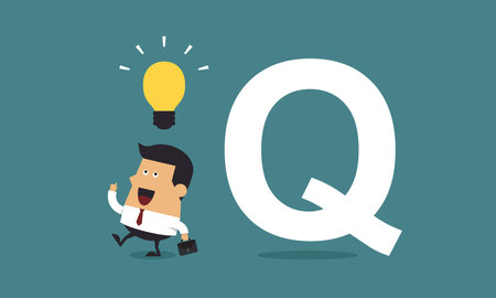 Businessman get the idea with the word \"Q\", Business conceptのイラスト素材