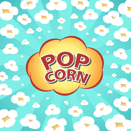 Illustration of exploding popcorn and words, Fast food clipart. Vector for logo or poster design element.のイラスト素材