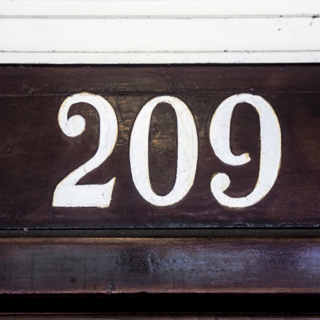 white house number two hundred and nine, carpented in woodの写真素材