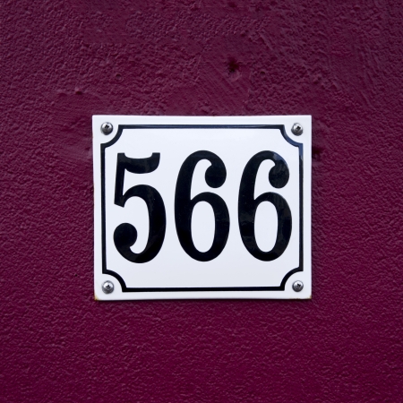 enameled house number five hundred and sixty six.の写真素材