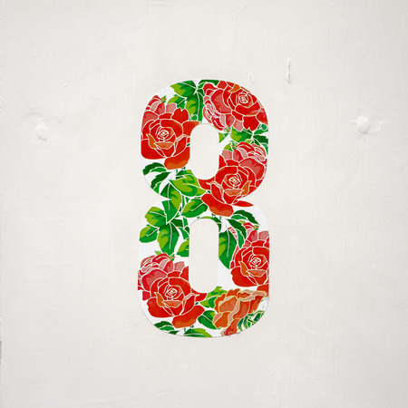 printed adhesive house number eightの写真素材