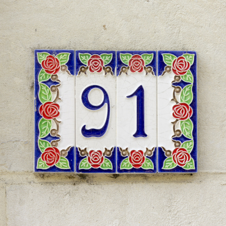 ceramic house number ninety oneの写真素材