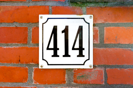 enameled house number four hundred and fourteenの写真素材