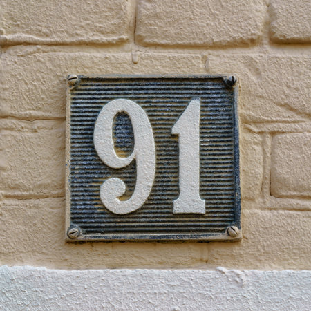 Molded house number ninety one (91)