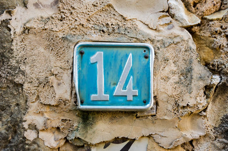 House number fourteen (14)の写真素材