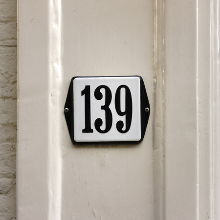 Enameled house number one hundred and thirty nine (139)の写真素材