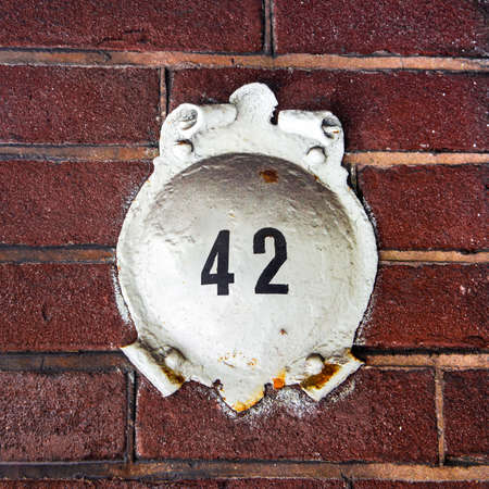 House number forty two (42) on an old ornamentの写真素材