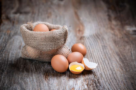 Eggs in a little sack.の写真素材