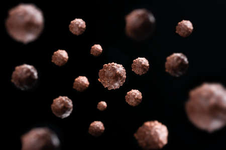 Chocolat candys isolated on black background levitating.の写真素材