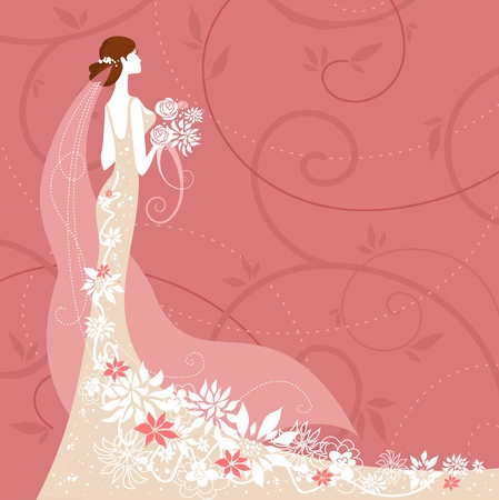 Bride on pink backgroundのイラスト素材