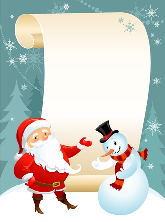 snowman and Santa のイラスト素材