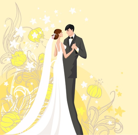 Bride and groom. Background with space for text  のイラスト素材