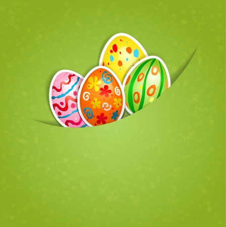 Easter green background with egg with space for textのイラスト素材