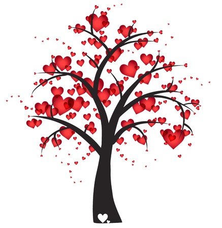 Decorative tree with hearts のイラスト素材