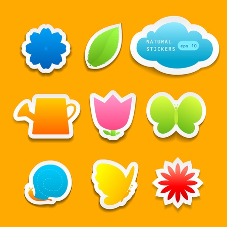 Set of natural stickers with space for textのイラスト素材