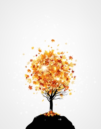 Lonely autumn tree with space for text  のイラスト素材