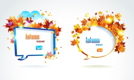 Natural speech bubble with autumn leavesのイラスト素材