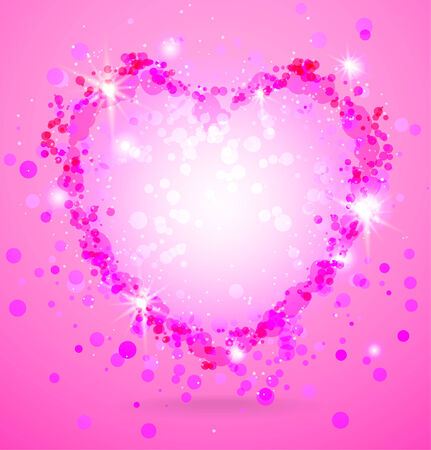 Shining  holiday pink heart with space for textのイラスト素材