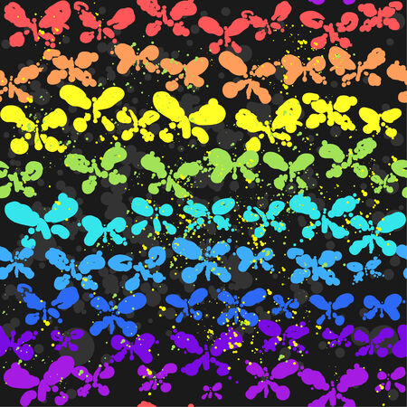 Dark seamless background with butterfly. Vector patternのイラスト素材