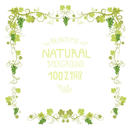 Vineyard frame with ripe grape. Place for text.のイラスト素材