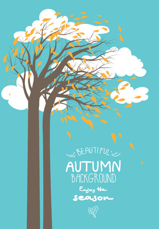 Autumn background with trees and leaves. Place for textのイラスト素材