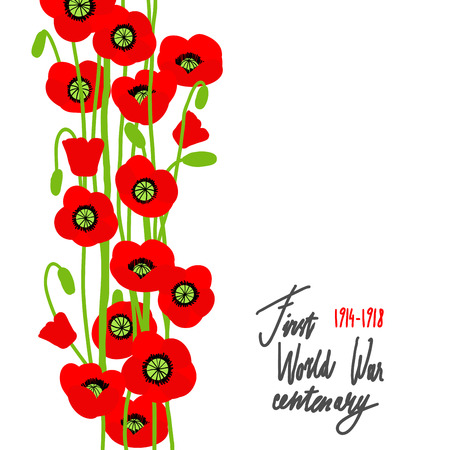 Red poppies. Simbol of the fallen. Place for textのイラスト素材