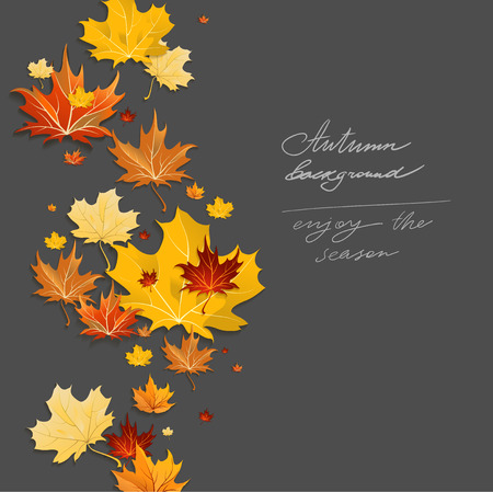Autumn design on dark background. Place for textのイラスト素材