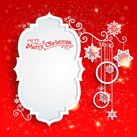 Christmas design on redbackground with place for textのイラスト素材