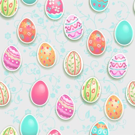 Easter holiday seamless pattern and painted eggsのイラスト素材
