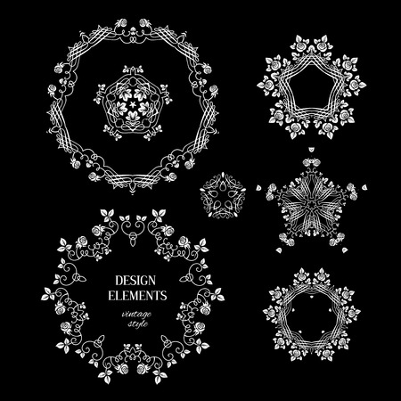 Vintage set of round elements for designのイラスト素材