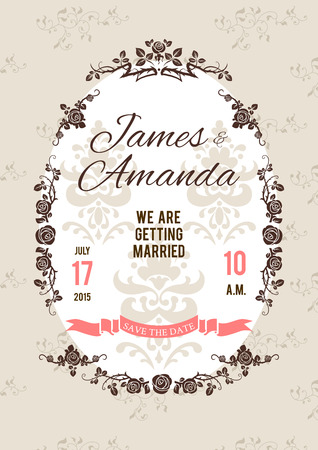 Wedding elegant invitation with place for text. Vintage style.のイラスト素材